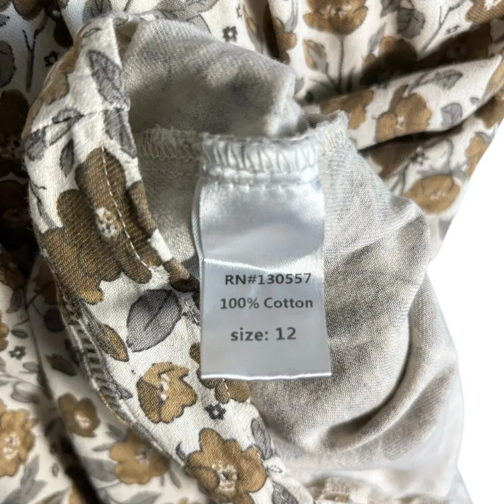 ONE CHILD Girls Floral Long Sleeve Cotton Dress Size 12 Cottagecore Prairie